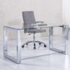 Mesa despacho patas metálicas Mesa de despacho con tapa de cristal y patas metálicas
