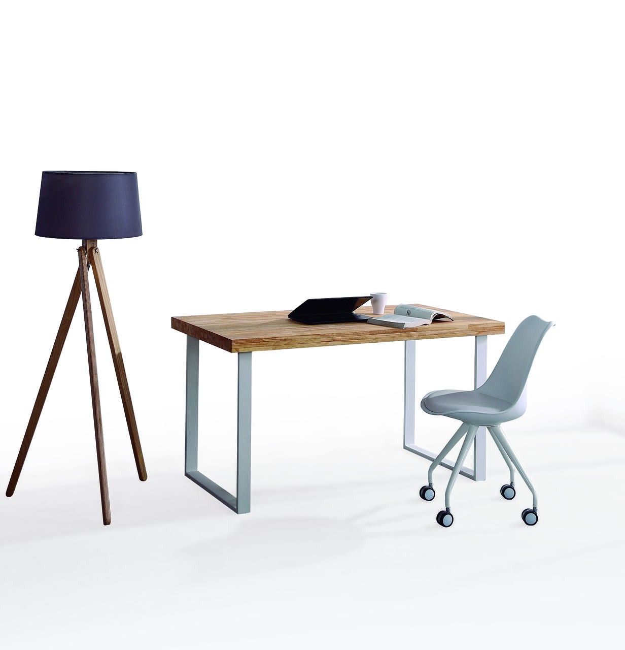 Mesa estudio tapa de madera y patas metálicas