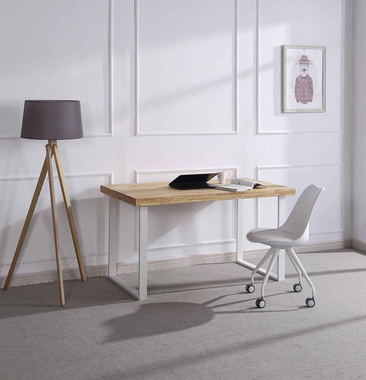 Mesa estudio tapa de madera y patas metálicas