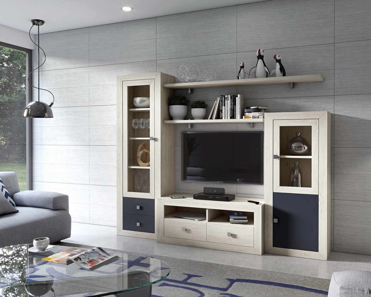 Composición modular con vitrina de 1 puerta