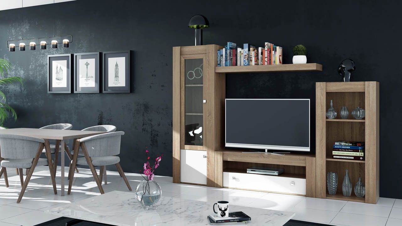Muebles de salón moderno con estantería Muebles de salón moderno con estantería