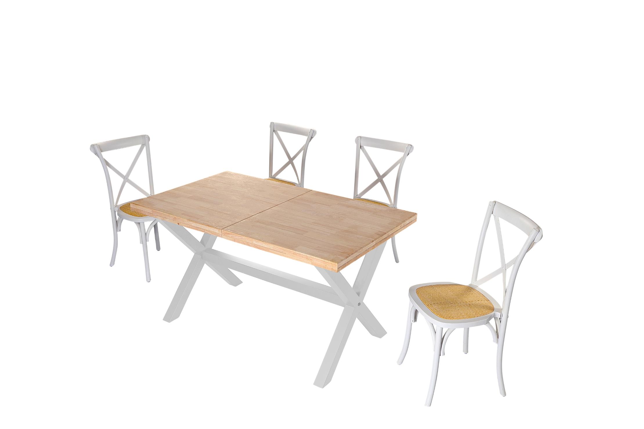 Mesa comedor con patas formas de X extensible nordish blanco-4 Mesa comedor con patas formas de X extensible nordish blanco-4