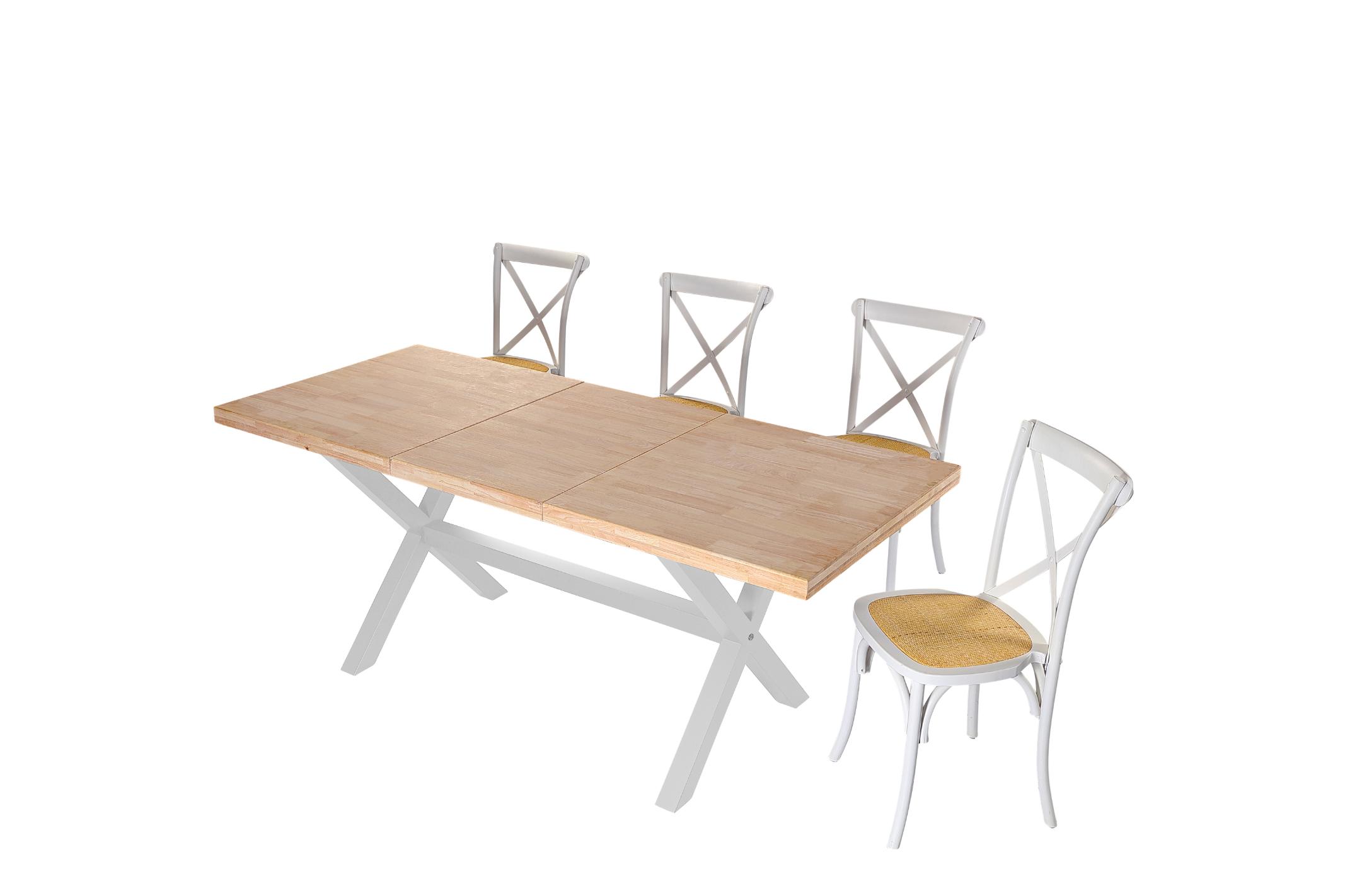 Mesa comedor con patas formas de X extensible nordish blanco-5 Mesa comedor con patas formas de X extensible nordish blanco-5