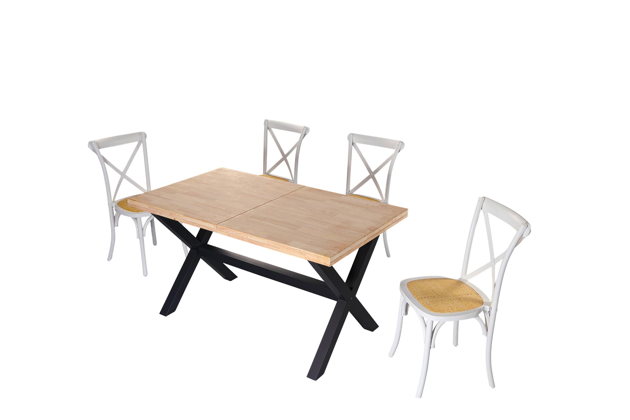 Mesa comedor con patas formas de X extensible nordish negro -4 Mesa comedor con patas formas de X extensible nordish negro -4