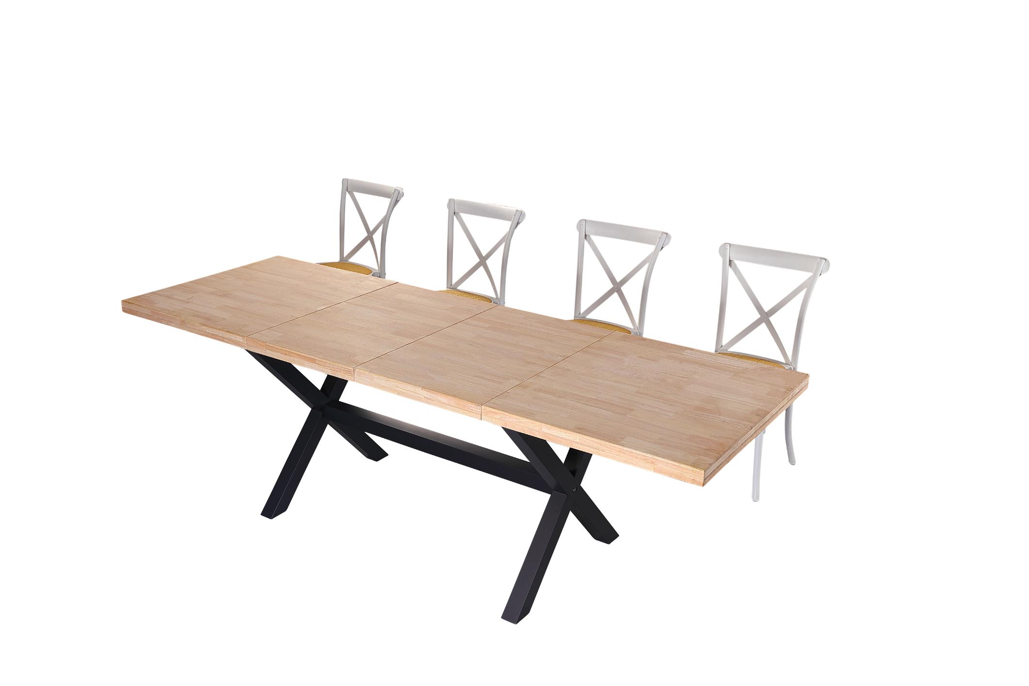 Mesa comedor con patas formas de X extensible nordish negro -6 Mesa comedor con patas formas de X extensible nordish negro -6