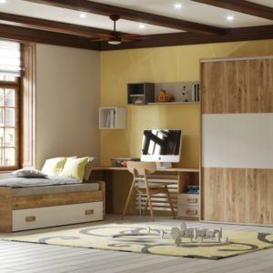 Dormitorio juvenil estilo rústico combinado en colores