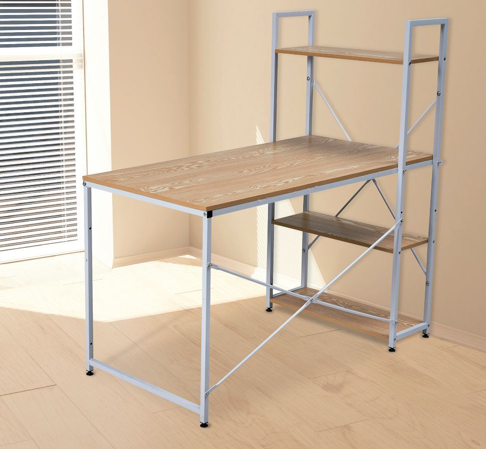 Mesa estudio metálica con estantería