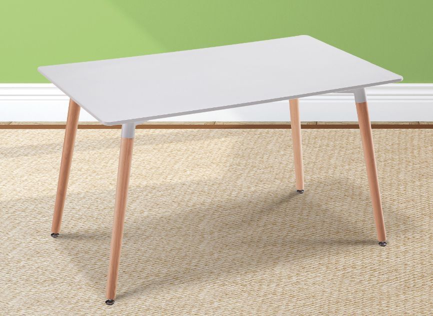 Mesa de comedor rectangular blanca moderna