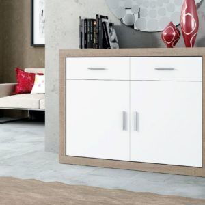 Aparador moderno 2 puerta cambria y blanco