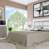 Dormitorio de matrimonio con cabecero decoradogris claro Dormitorio de matrimonio con cabecero decoradogris claro