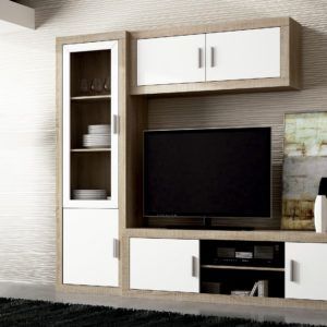 Muebles de salón modular 193 cm blanco y cambrian
