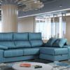 Sofá Chaiselongue tapizado en azul1 Sofá Chaiselongue tapizado en azul1