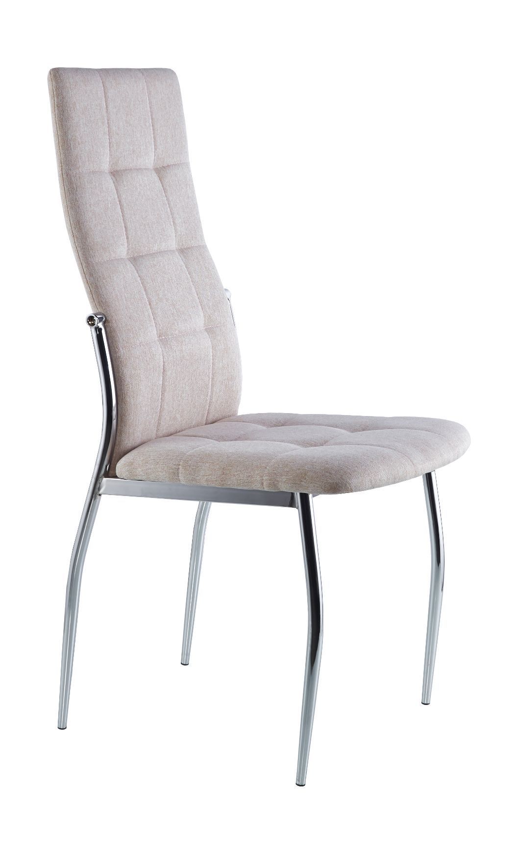 Silla comedor tapizada en tejido y patas cromo