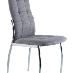Silla de comedor tapizada en tejido y patas cromo