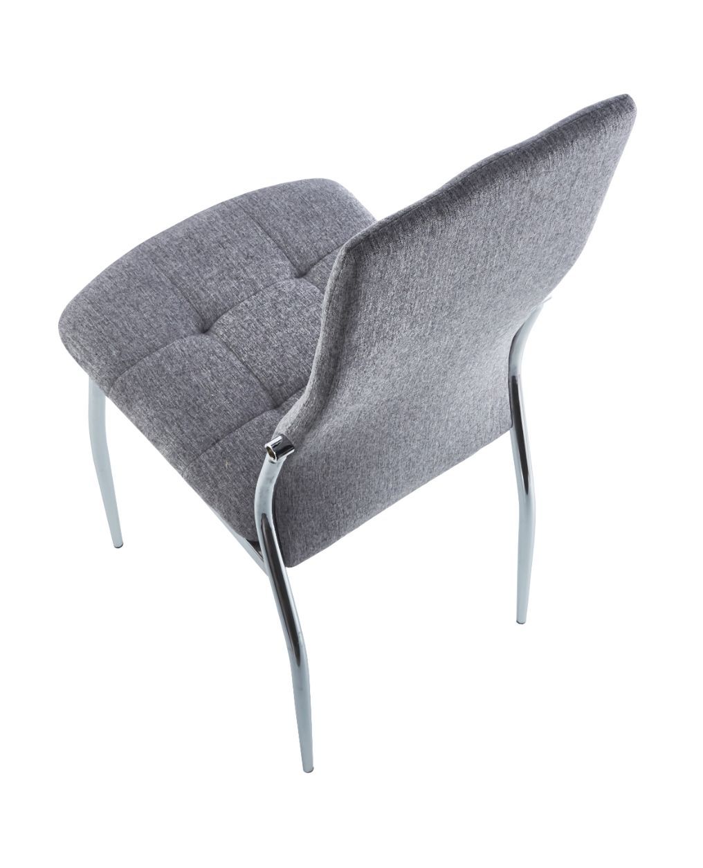 Silla comedor tapizada en tejido y patas cromo