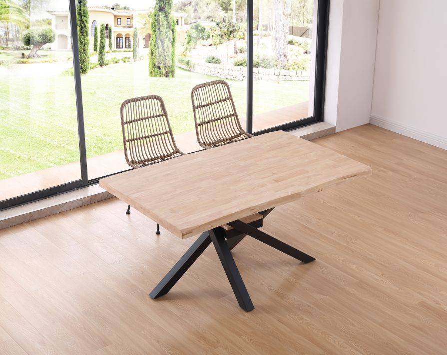 Mesa comedor fija tapa con forma 160 roble nordish negro-3