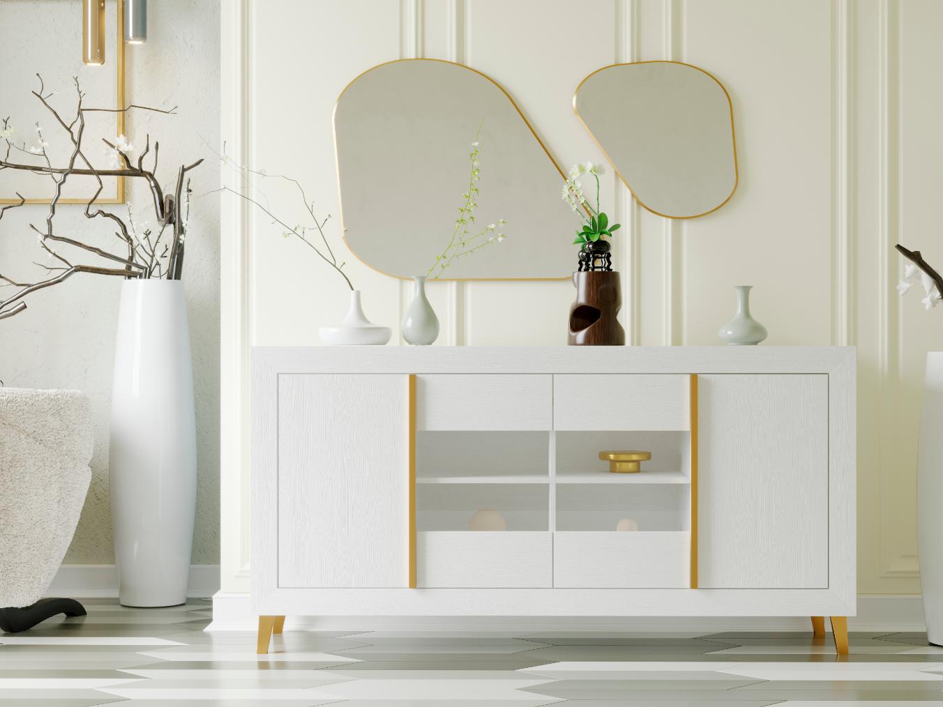 Aparador para salón de 160 cm - blanco - T. lineal