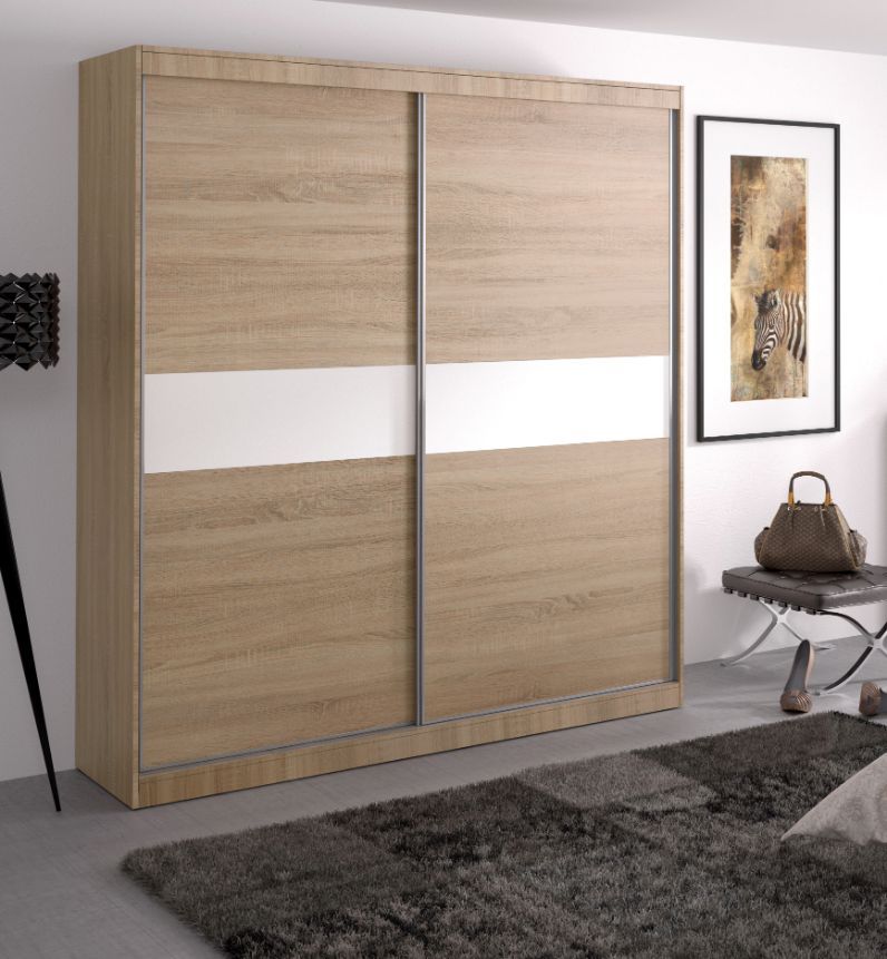 Armario matrimonio moderno puertas correderas decoración CAMBRIAN - BLANCO