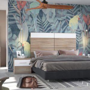 Dormitorio de matrimonio moderno con cabecero dos colores CAMBRIAN BLANCO