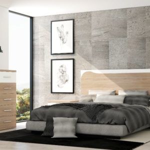 Dormitorio de matrimonio moderno con cabecero para colgarCAMBRIAN BLANCO