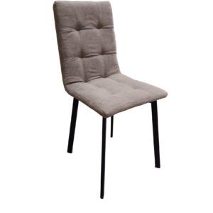 Silla tapizada con patas metálicas recta