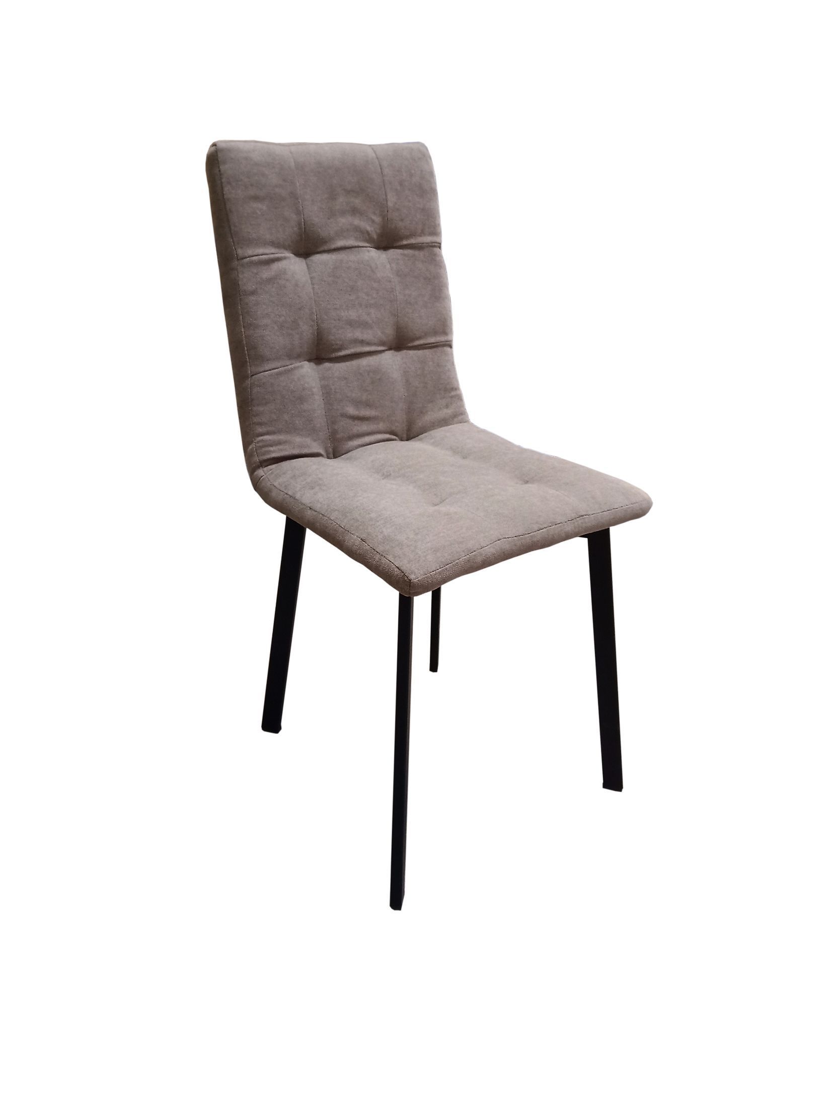 Silla tapizada con patas metálicas recta