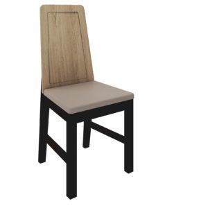 Silla tapizada con respaldo de madera 1