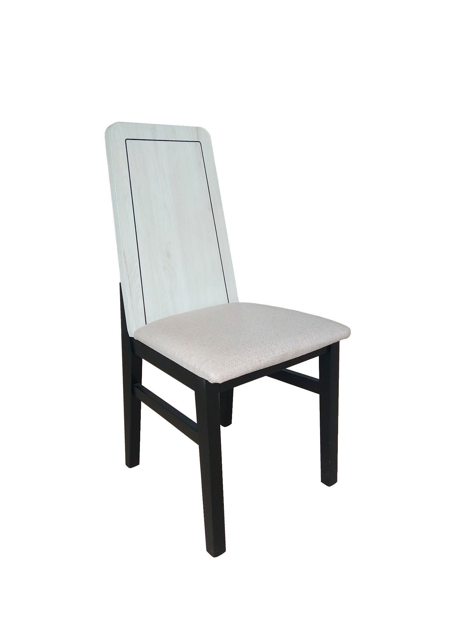 Silla tapizada con respaldo de madera 2