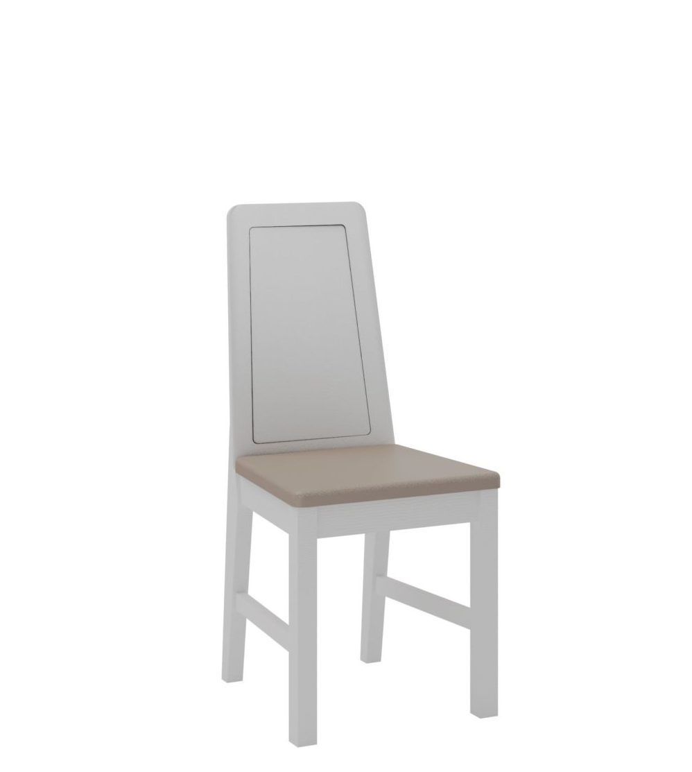 Silla tapizada con respaldo de madera nieve