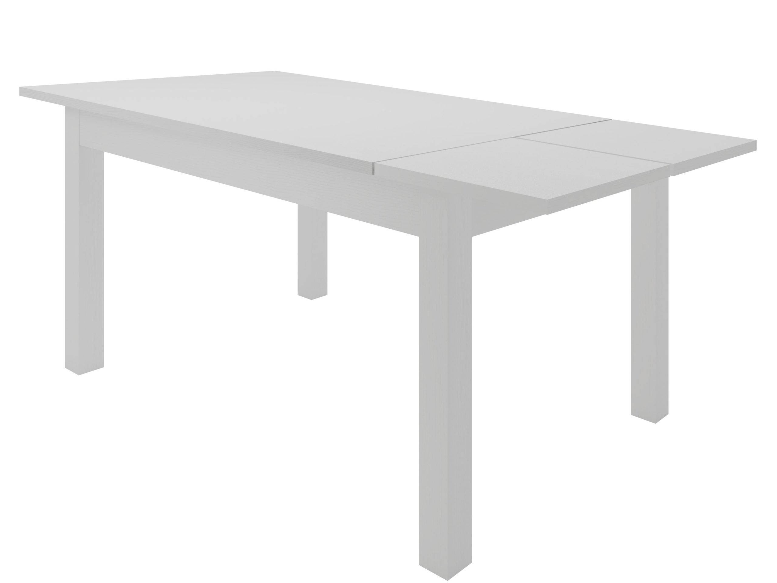 mesa extensible en madera nieve abierta