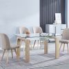 CONJNTO Silla de comedor tapizada con patas de madera (1) CONJNTO Silla de comedor tapizada con patas de madera (1)