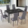 CONJUNTO Mesa de comedor con cristal imitación a mármol CONJUNTO Mesa de comedor con cristal imitación a mármol
