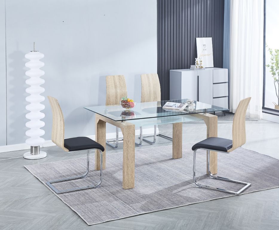 CONJUNTO Silla de comedor de diseño tapizada y madera