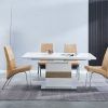 CONJUNTO_ Mesa de comedor extensible blanco brillo CONJUNTO_ Mesa de comedor extensible blanco brillo