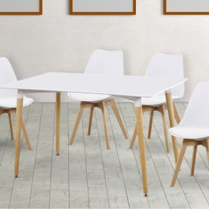 CONJUNTO_blanco Silla de comedor con patas nórdicas en madera