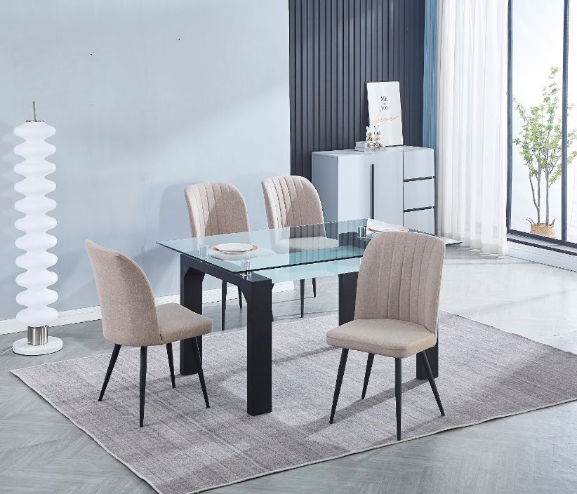 CONJUNTO negro beig silla comedor tapizacon patas negras