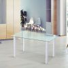 Mesa de comedor rectangular fija cristal transparente_blanco Mesa de comedor rectangular fija cristal transparente_blanco