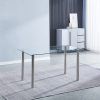 Mesa de comedor fija con tapa de cristal con patas metalicas Mesa de comedor fija con tapa de cristal