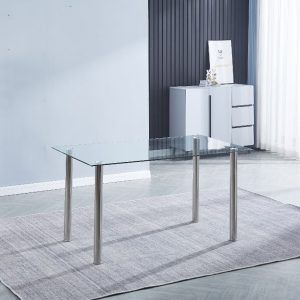 Mesa de comedor fija con tapa de cristal
