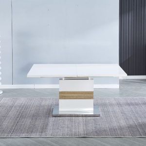 Mesa de comedor extensible blanco brillo