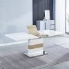 Mesa de comedor extensible blanco brillo abierta Mesa de comedor extensible blanco brillo abierta