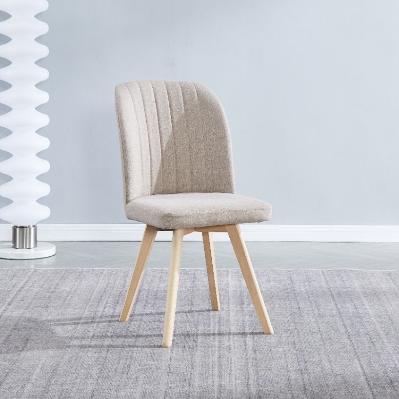 Silla de comedor tapizada con patas de madera (2)
