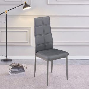 Silla tapizada en simil piel color gris