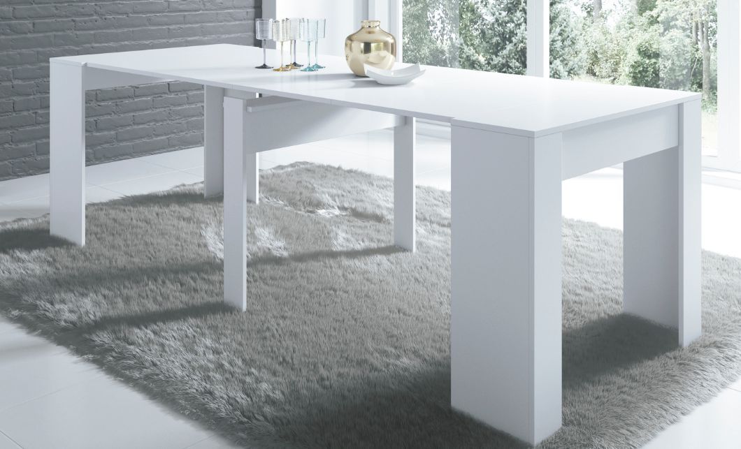 Taquillón convertible en mesa comedor_ABIERTA_blanco