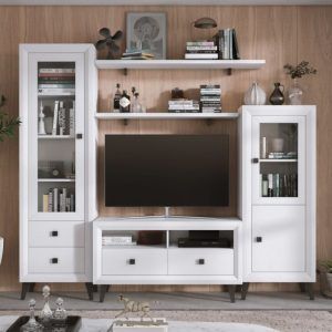 Muebles de Salón moderno 240 cm blanco patas