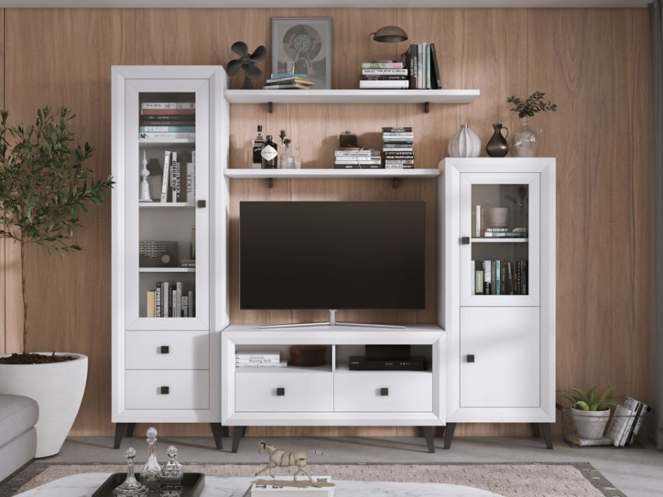Muebles de Salón moderno 240 cm blanco patas