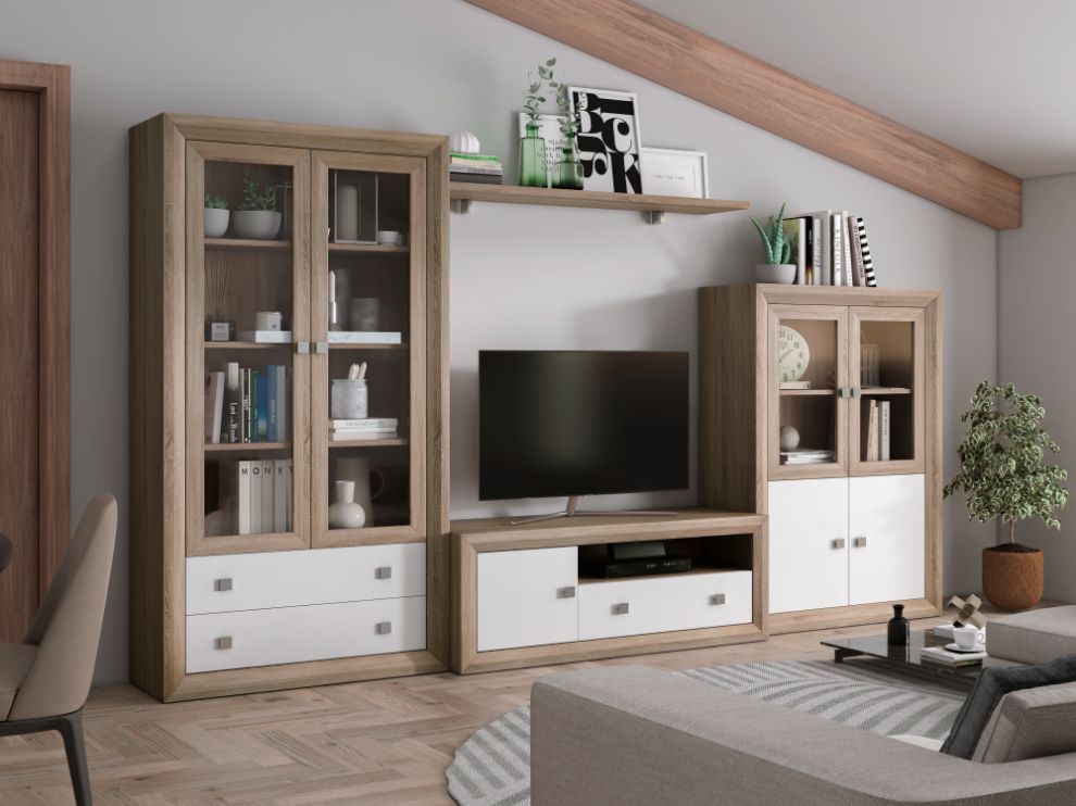 Muebles de salón modernos 340 cm cambria blanco
