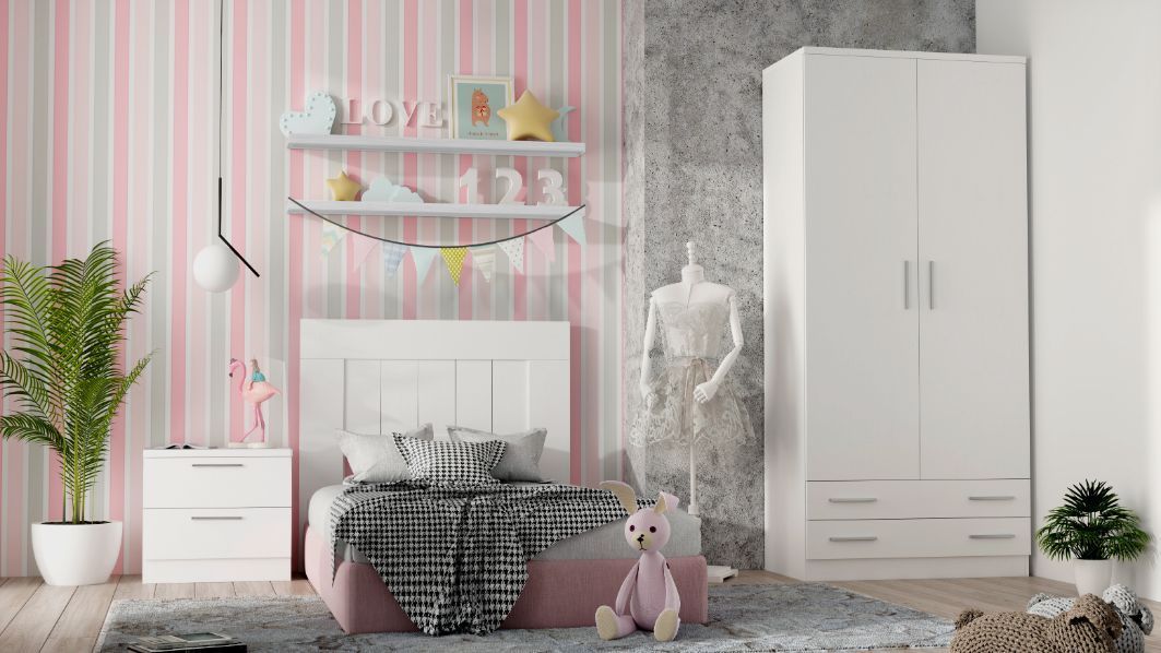 Dormitorio juvenil blanco BLANCO 90