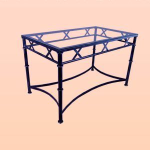 Mesa camilla de forja con cristal