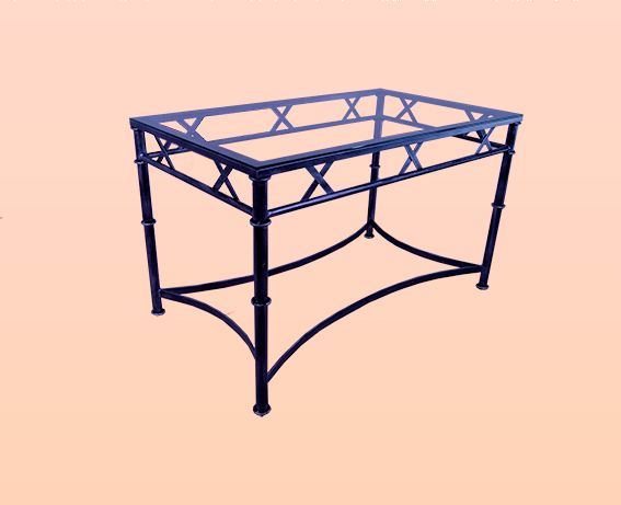 Mesa camilla de forja con cristal